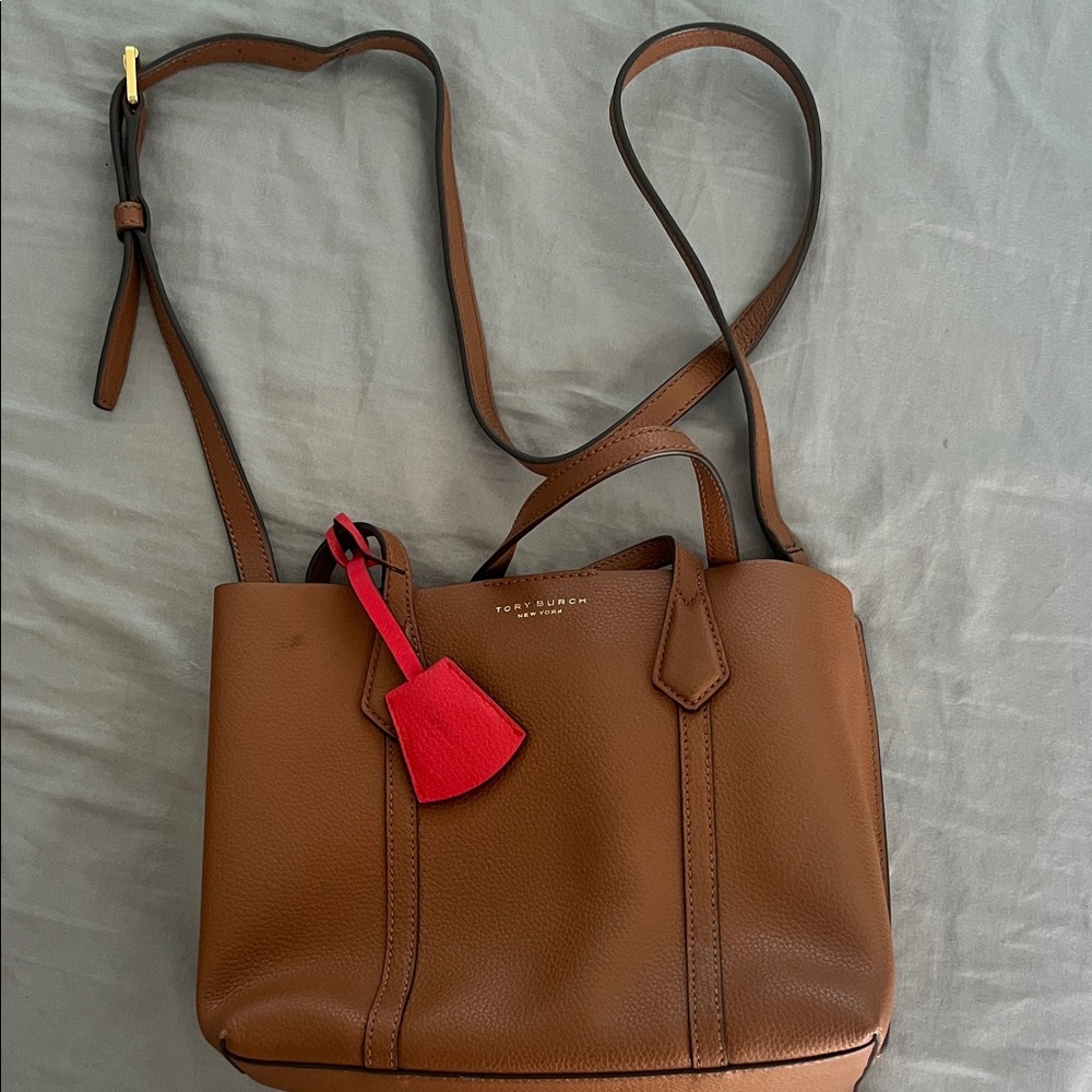 Tory Burch Brown Crossbody Bag with Red Accent